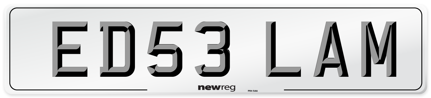ED53 LAM Number Plate from New Reg